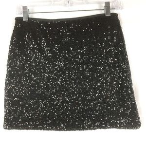 Black Sequined Miniskirt Stretchy Express Size XS
